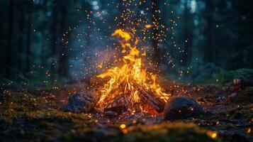 AI generated Fire Raging in Forest photo