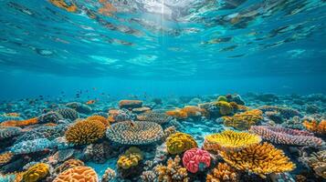 ai generado diverso coral arrecife ecosistema foto