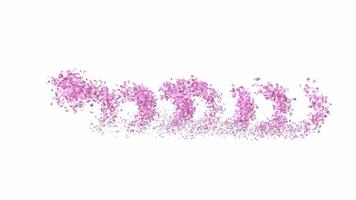 Animated Sakura Petals text letters forming the word radiant  with alpha channel video