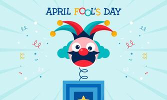 Happy April Fools Day Vector Concept with Clown, Funny Hat, and Surprise Icons