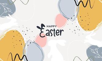 Happy Easter Banner. Trendy Easter Design with Typography and Easter Elements in Pastel Color and Abstract Modern Minimal Style vector