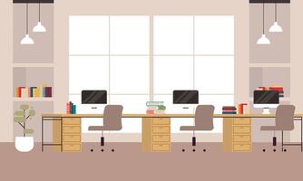 Creative and modern workplace. Modern Minimalist Empty Office Interior Concept Illustration vector