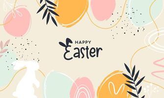 Happy Easter Banner. Trendy Easter Design with Typography and Easter Elements in Pastel Color and Abstract Modern Minimal Style vector