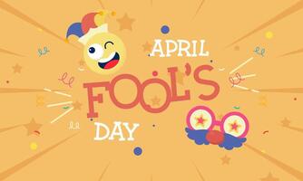 Happy April Fools Day Vector Concept with Clown, Funny Hat, and Surprise Icons