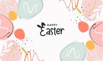 Happy Easter Banner. Trendy Easter Design with Typography and Easter Elements in Pastel Color and Abstract Modern Minimal Style vector