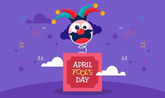 Happy April Fools Day Vector Concept with Clown, Funny Hat, and Surprise Icons