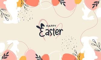 Happy Easter Banner. Trendy Easter Design with Typography and Easter Elements in Pastel Color and Abstract Modern Minimal Style vector