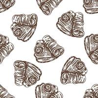 Hand-drawn vector seamless pattern of bacon in engraved vintage style. Hand-drawn monochrome pattern of hamon or pork meat, ham slice. Italian prosciutto vintage sketch.
