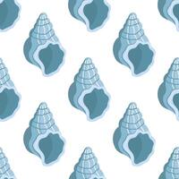 Sea shells vector seamless pattern, mollusks. Flat illustration of seashell.