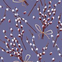 Seamless pattern with willow branches. Spring texture for Easter. Great for wallpaper, textiles, wrapping paper, scrapbooking vector