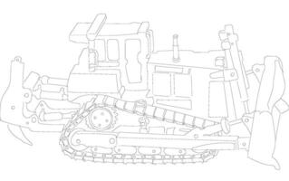 simple bulldozer drawing vector