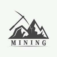 montaña minería logo silueta diseño vector ilustración