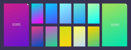 Soft pastel gradient smooth and vibrant color background set for devices, pc and modern smartphone screen soft pastel color backgrounds vector ux and ui design illustration