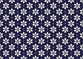 Symbol geometric white flowers on dark blue background seamless pattern for cloth carpet wallpaper wrapping etc. vector