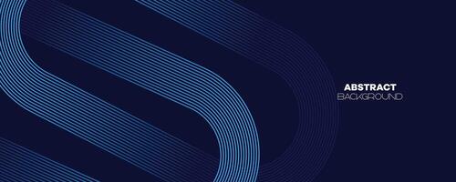 Abstract Dark Blue Waving circles lines Technology Banner Background. Modern Navy Blue gradient with glowing lines shiny geometric diagonal shape for brochure, cover, poster, banner, website, header vector