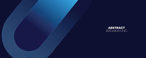 Abstract Dark Blue Waving circles lines Technology Banner Background. Modern Navy Blue gradient with glowing lines shiny geometric diagonal shape for brochure, cover, poster, banner, website, header vector