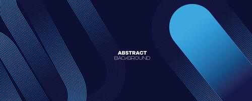 Abstract Dark Blue Waving circles lines Technology Banner Background. Modern Navy Blue gradient with glowing lines shiny geometric diagonal shape for brochure, cover, poster, banner, website, header vector