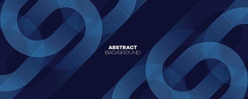 Abstract Dark Blue Waving circles lines Technology Banner Background. Modern Navy Blue gradient with glowing lines shiny geometric diagonal shape for brochure, cover, poster, banner, website, header vector