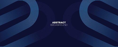 Abstract Dark Blue Waving circles lines Technology Banner Background. Modern Navy Blue gradient with glowing lines shiny geometric diagonal shape for brochure, cover, poster, banner, website, header vector