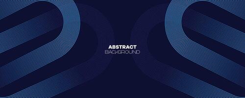 Abstract Dark Blue Waving circles lines Technology Banner Background. Modern Navy Blue gradient with glowing lines shiny geometric diagonal shape for brochure, cover, poster, banner, website, header vector