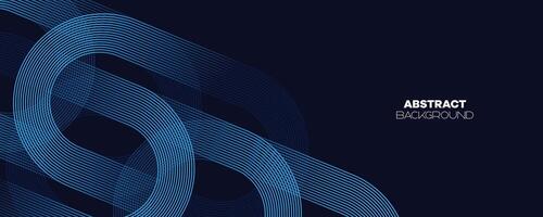 Abstract Dark Blue Waving circles lines Technology Banner Background. Modern Navy Blue gradient with glowing lines shiny geometric diagonal shape for brochure, cover, poster, banner, website, header vector