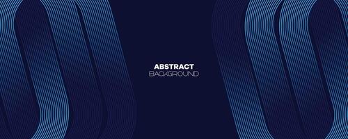 Abstract Dark Blue Waving circles lines Technology Banner Background. Modern Navy Blue gradient with glowing lines shiny geometric diagonal shape for brochure, cover, poster, banner, website, header vector