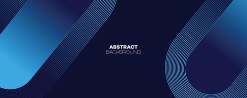 Abstract Dark Blue Waving circles lines Technology Banner Background. Modern Navy Blue gradient with glowing lines shiny geometric diagonal shape for brochure, cover, poster, banner, website, header vector