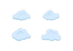 set of blue cloud vector isolate on white background