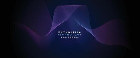 Digital Technology Banner Abstract Purple and Blue Waving Lines Background. Navy Blue and pink gradient with Future technology Diagonal glowing shiny geometric shape for cover, website, header vector