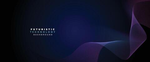 Digital Technology Banner Abstract Purple and Blue Waving Lines Background. Navy Blue and pink gradient with Future technology Diagonal glowing shiny geometric shape for cover, website, header vector