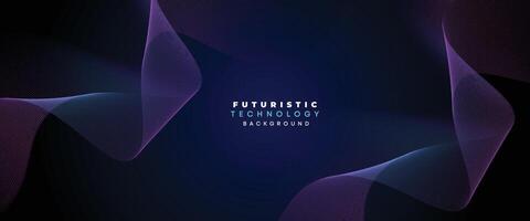 Digital Technology Banner Abstract Purple and Blue Waving Lines Background. Navy Blue and pink gradient with Future technology Diagonal glowing shiny geometric shape for cover, website, header vector