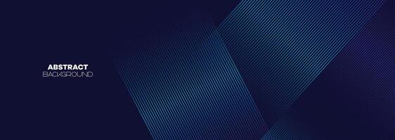 Abstract Dark Blue Green Waving Lines Technology Background. Modern Navy Blue Gradient With Glowing Lines Shiny Geometric Shape and Diagonal, for Brochure, Cover, Poster, Banner, Website, Header vector