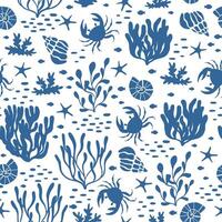 Coral reef drawn seamless pattern. Ocean corals seamless pattern. vector