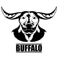 Black buffalo logo represents strength. Buffalo drawing, vector illustration.