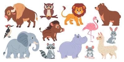 conjunto con mano dibujado animales bosque caracteres. vector dibujos animados conjunto de objetos para tu diseño.