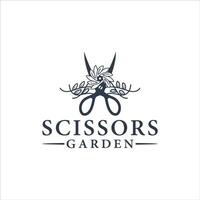 garden scissors logo with a combination of vines vector