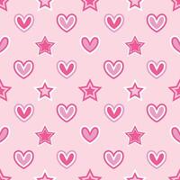 Pink heart and star seamless pattern background for wrapping and wallpaper vector