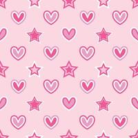 Pink heart and star seamless pattern background for wrapping and wallpaper vector