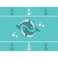 Pattern of whales, anchors and bubbles. Cute decorative design for wallpaper, fabric, textiles and backgrounds. vector