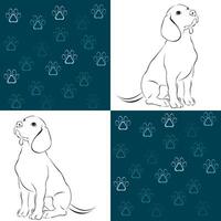 Beagle puppy pattern with paw prints. vector