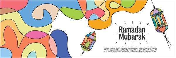 vistoso resumen Ramadán horizontal bandera vector