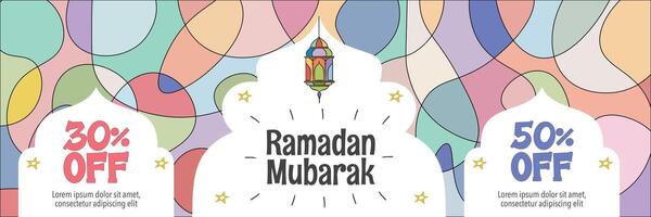 Colorful abstract ramadan horizontal banner vector
