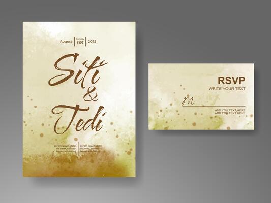 Wedding invitation with abstract watercolor background