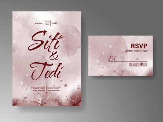 Wedding invitation with abstract watercolor background