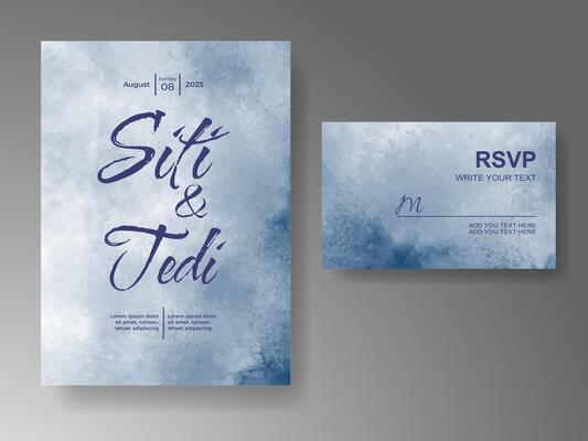 Wedding invitation with abstract watercolor background