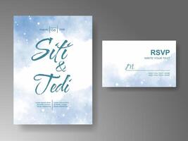 Wedding invitation with abstract watercolor background vector