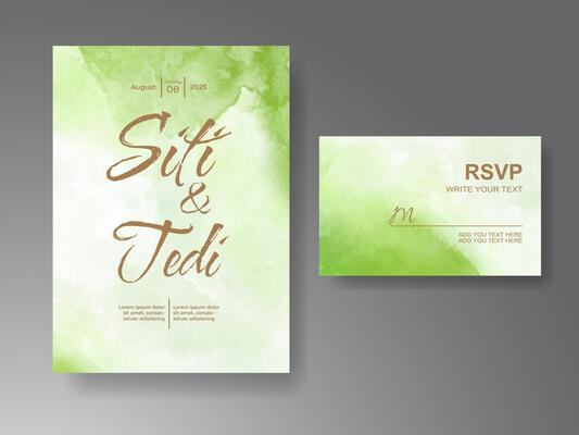 Wedding invitation with abstract watercolor background