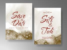 Wedding invitation with abstract watercolor background vector