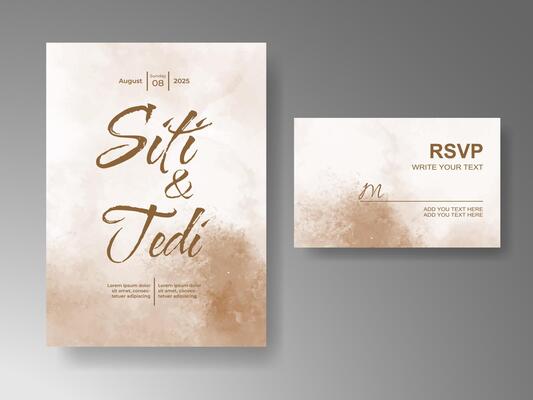 Wedding invitation with abstract watercolor background