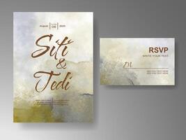 Wedding invitation with abstract watercolor background vector